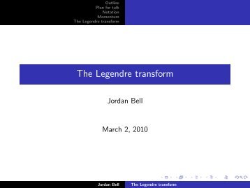 The Legendre transform - wiki