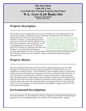 W. L. Gore (Left Bank) Site Fact Sheet