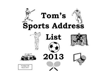 Tom's Sports Address List - Collecting Celebrity Autographs