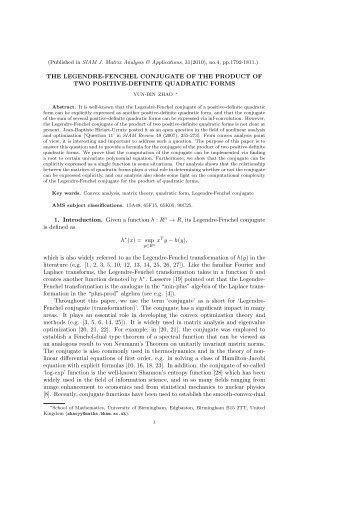 THE LEGENDRE-FENCHEL CONJUGATE OF THE PRODUCT OF ...