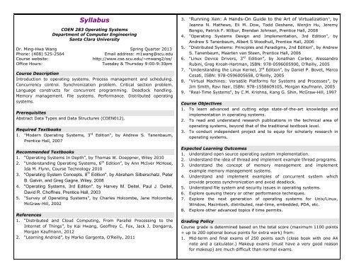 Syllabus - Computer Engineering - Santa Clara University