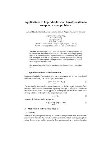 Applications of Legendre-Fenchel transformation to computer vision ...