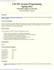 CSS 503: Systems Programming - Spring 2012