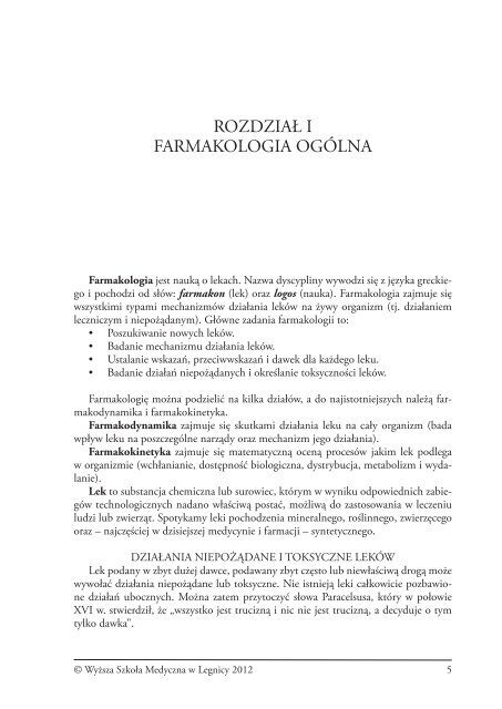 Farmakologia dla Ratowników Medycznych - Wyższa Szkoła ...