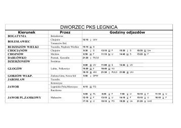 Rozkład jazdy - LEGNICA - PKS Legnica