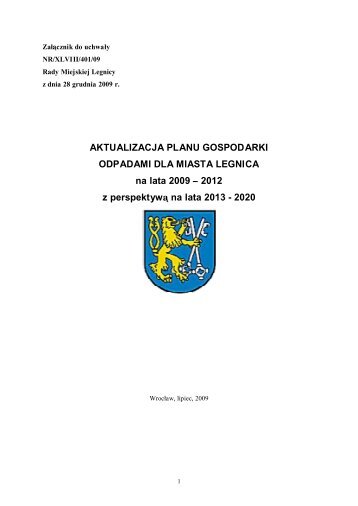 Aktualizacja planu gospodarki odpadami dla miasta ... - Legnica