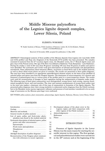 Middle Miocene palynoflora of the Legnica lignite deposit complex ...
