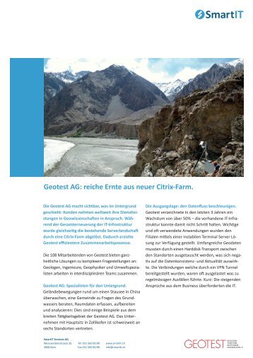 Fallstudie GEOTEST - 2011 (PDF 2740 kB) - SmartIT Services AG
