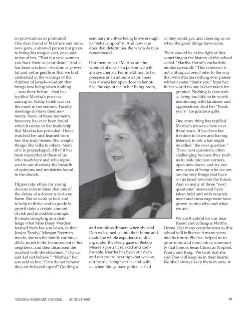 Seminary Journal 2008 (August) - Virginia Theological Seminary