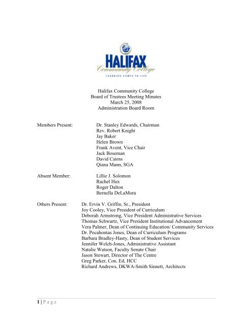 Minutes - Halifax Community College