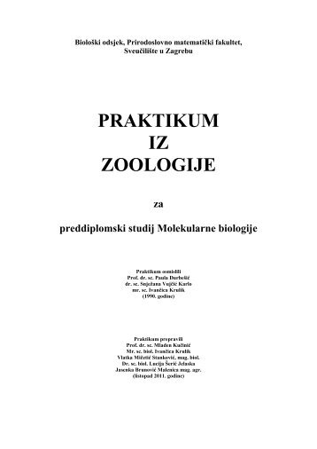 Praktikum iz Zoologije - Prirodoslovno - matematički fakultet ...