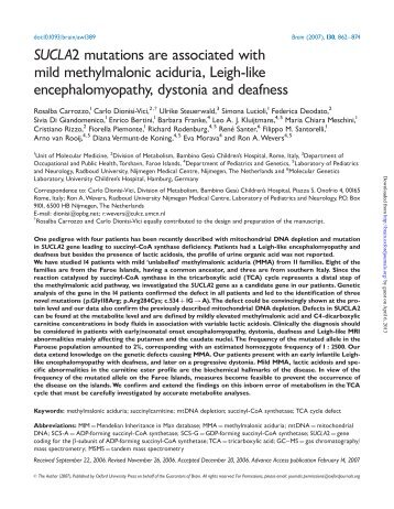 SUCLA2 mutations are associated with mild methylmalonic ... - Brain