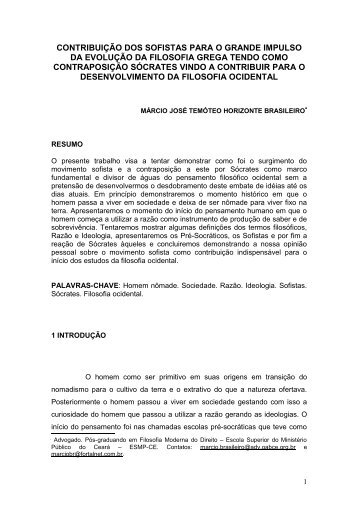 Contribuição dos Sofistas para o Grande Impulso da - Ministério ...