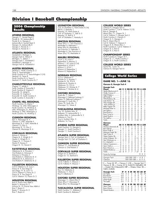 OFFICIAL 2007 NCAA BASEBALL RECORDS BOOK