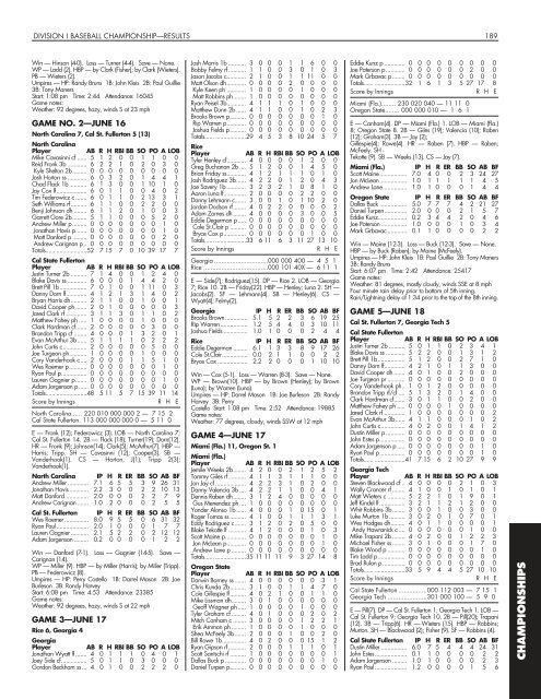 OFFICIAL 2007 NCAA BASEBALL RECORDS BOOK