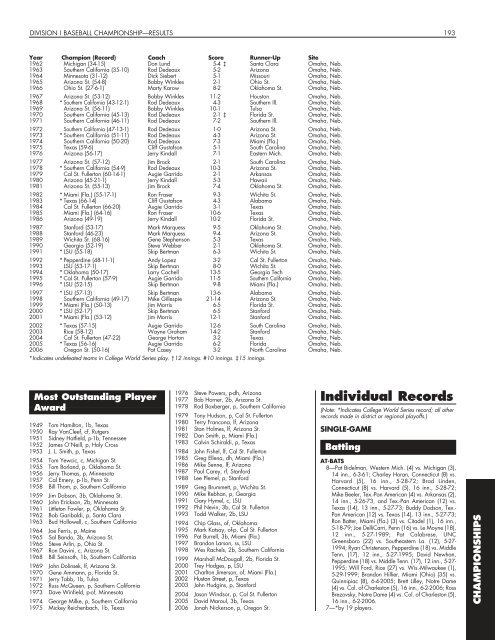 OFFICIAL 2007 NCAA BASEBALL RECORDS BOOK