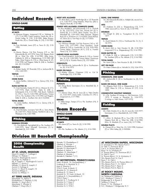 OFFICIAL 2007 NCAA BASEBALL RECORDS BOOK