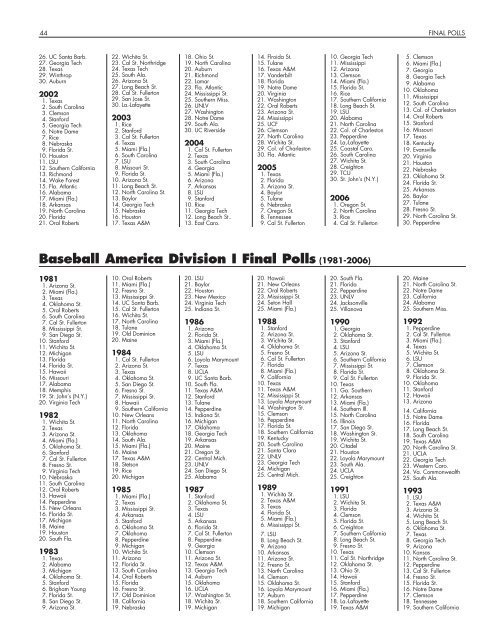 OFFICIAL 2007 NCAA BASEBALL RECORDS BOOK