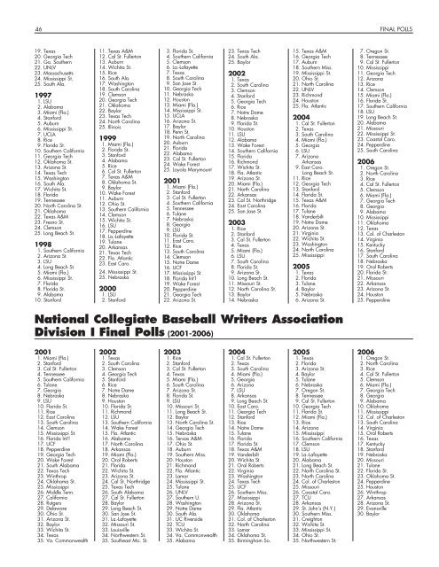 OFFICIAL 2007 NCAA BASEBALL RECORDS BOOK