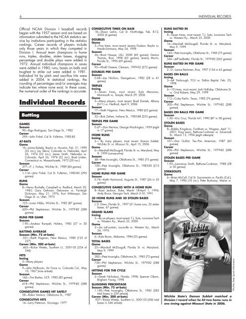 OFFICIAL 2007 NCAA BASEBALL RECORDS BOOK