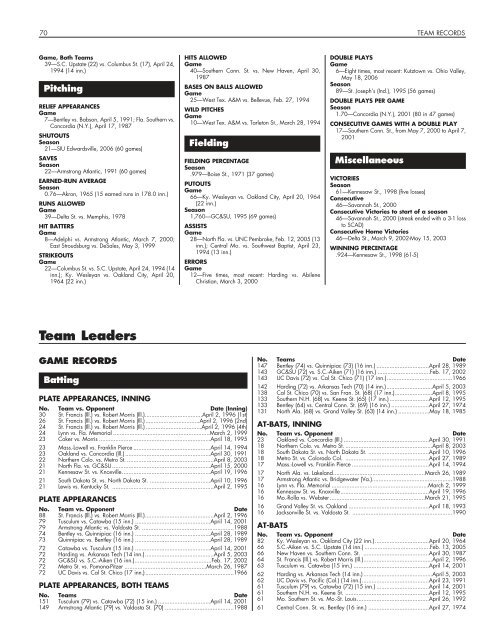 OFFICIAL 2007 NCAA BASEBALL RECORDS BOOK