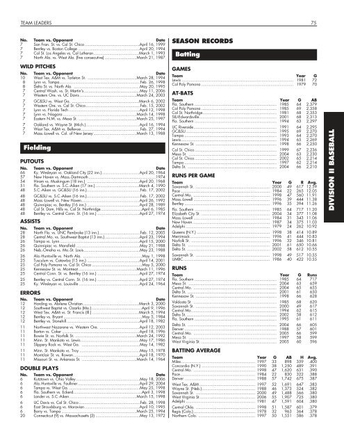 OFFICIAL 2007 NCAA BASEBALL RECORDS BOOK