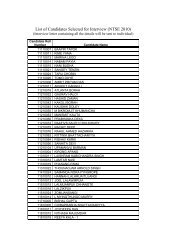 List of Candidates Selected for Interview (NTSE 2010)