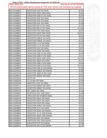 Area Wide Inc. Pricing as of 04/19/2007 All non-listed ... - State of Ohio