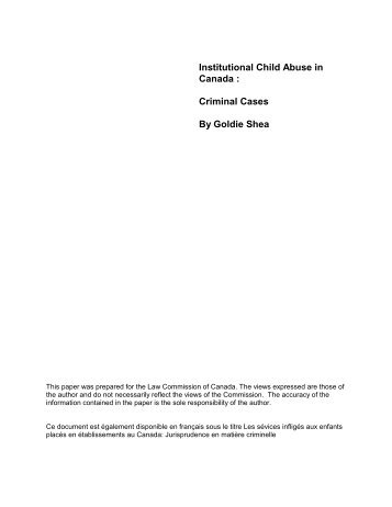 Institutional Child Abuse in Canada : Criminal Cases By Goldie Shea