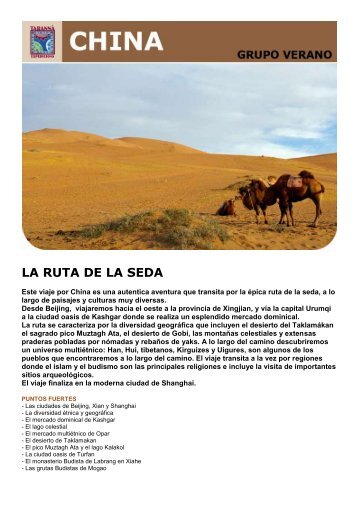 LA RUTA DE LA SEDA - Viajes Tarannà