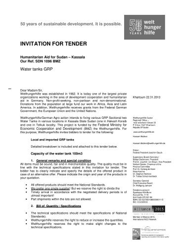 INVITATION FOR TENDER - Welthungerhilfe