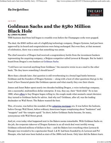Goldman Sachs and the $580 Million Black Hole - Berkeley Law