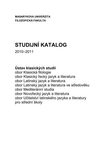 STUDIJNÍ KATALOG - Filozofická fakulta MU