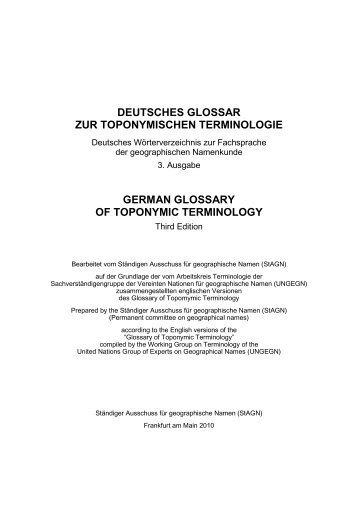 Deutsches Glossar zur toponymischen Terminologie, 3. Ausg.