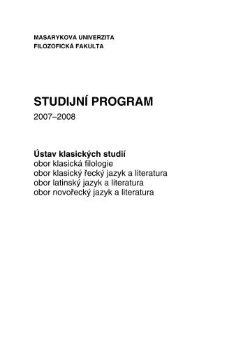 STUDIJNÍ PROGRAM - Filozofická fakulta MU - Masarykova univerzita