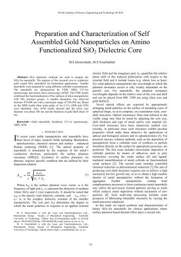Preparation and Characterization of Self Assembled Gold ...