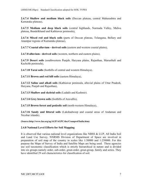 2.4 Standard Classification adopted for SOIL TYPES with digital ...