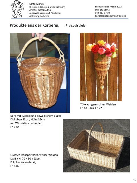 Produktebeispiele Korberei JVA Pöschwies (PDF, 3 MB)
