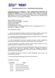 PROCESSO SELETIVO 167/12 - CONVOCAÇÃO ... - Sesc Paraná