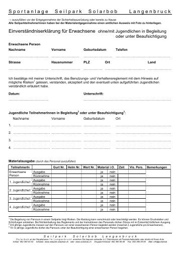 Einverständniserklärung für Erwachsene ab 18 Jahren - Solarbob