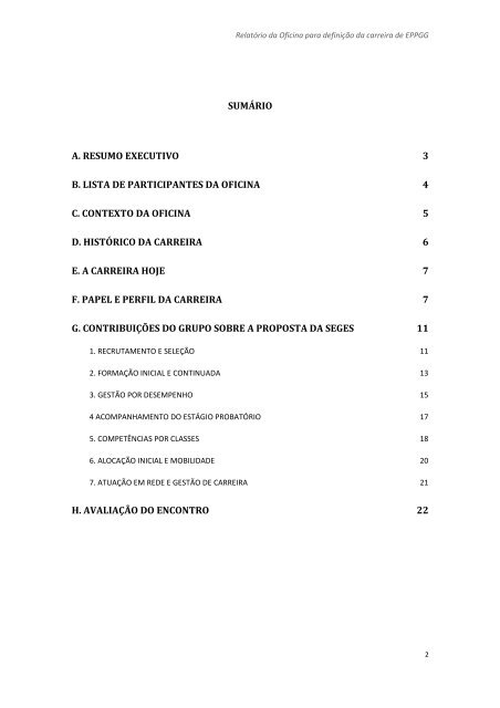 Relatório da Oficina para definição do novo modelo - Ministério do ...