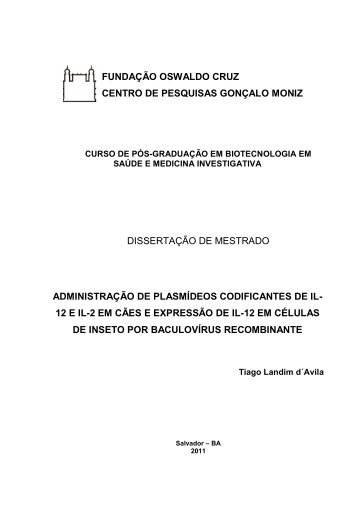 Tiago Landim d'Avila Administração de plasmídeos ... - Arca - Fiocruz