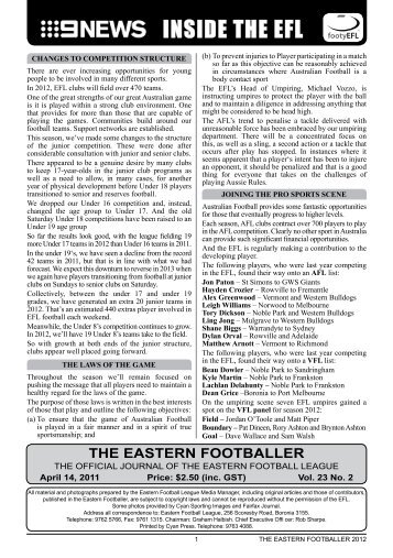 Week 2 - Eastern Football League