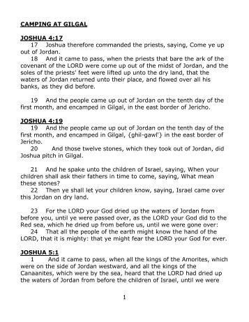 1 CAMPING AT GILGAL JOSHUA 4:17 17 Joshua therefore ...