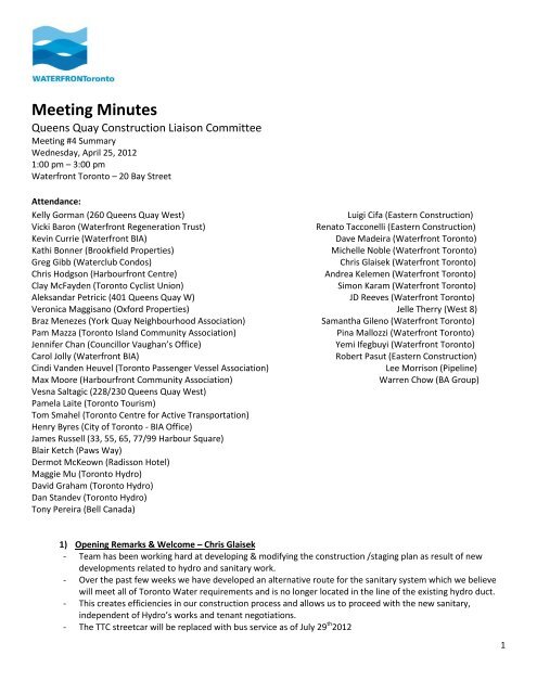 Meeting Minutes - Waterfront BIA