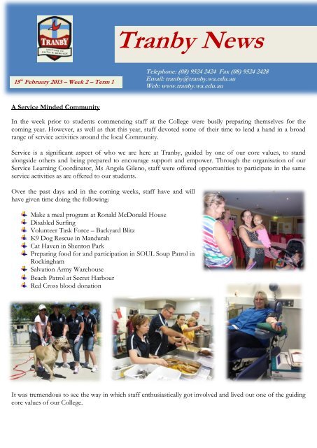 Week 2 Term 1 2013 Tranby College