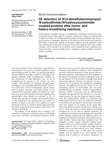 CE detection of N-(3-dimethylaminopropyl)- N-carbodiimide/N ...