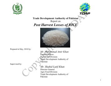 Post Harvest Losses Of RICE ? TDAP - Trade Development ...