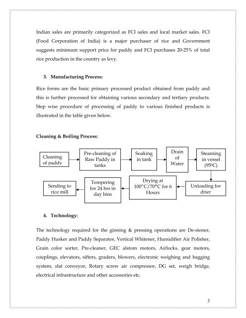 PROJECT PROFILE ON RICE MILL (Capacity – 4 TPH