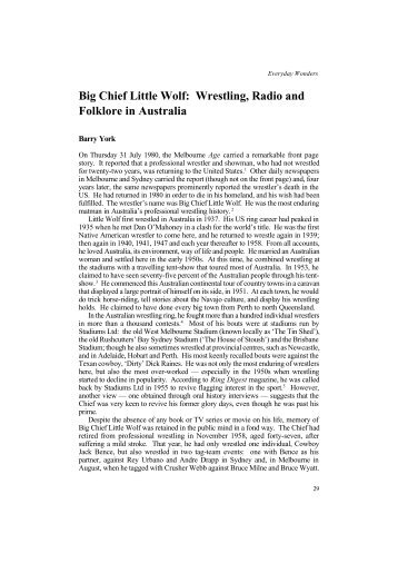 Big Chief Little Wolf: Wrestling, Radio and Folklore in ... - [API] Network